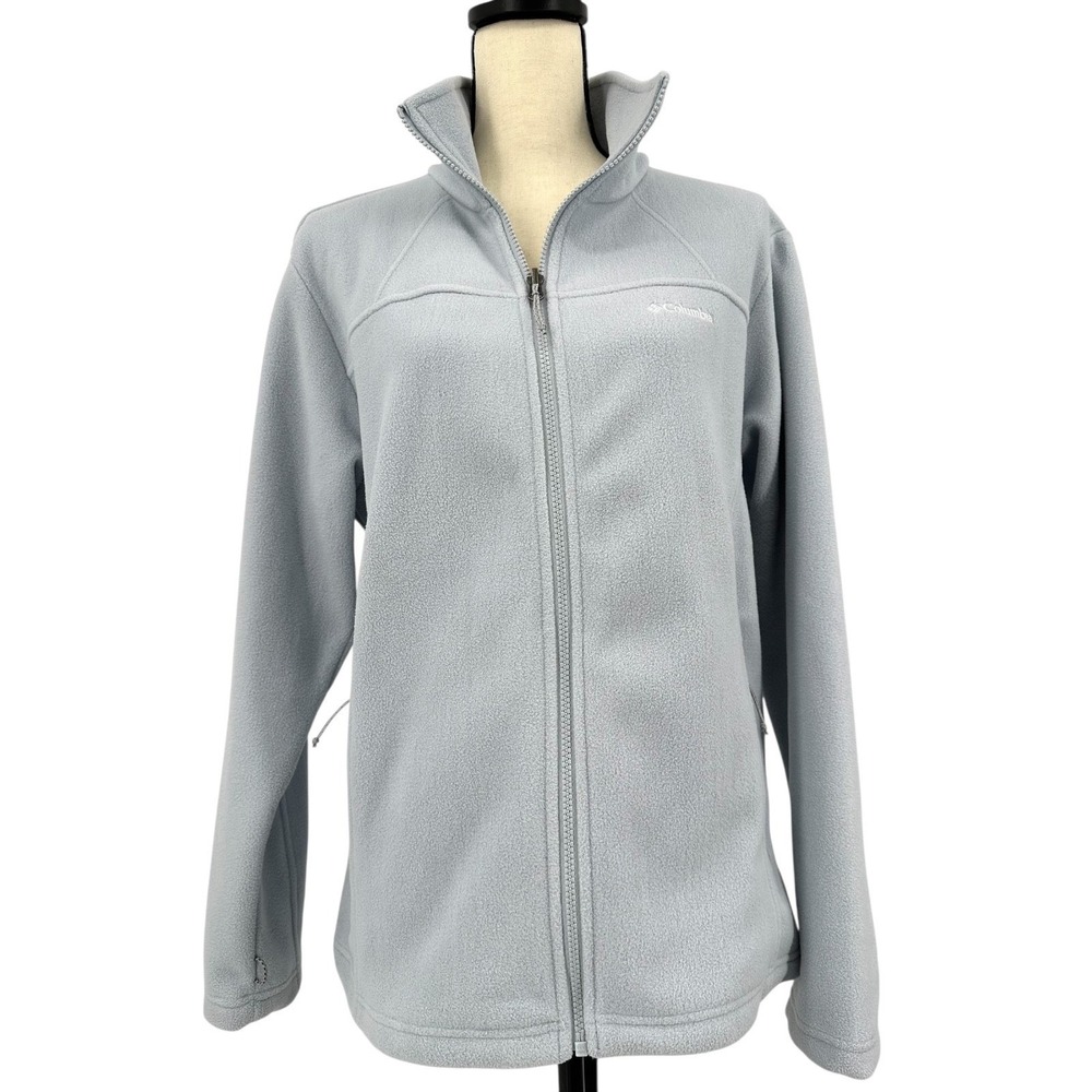 COLUMBIA Interchange Fleece Jacket Light Gray‎ Full Zipper Front Women's Large